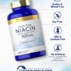Envase de niacina sin rubor 500mg Carlyle para bienestar