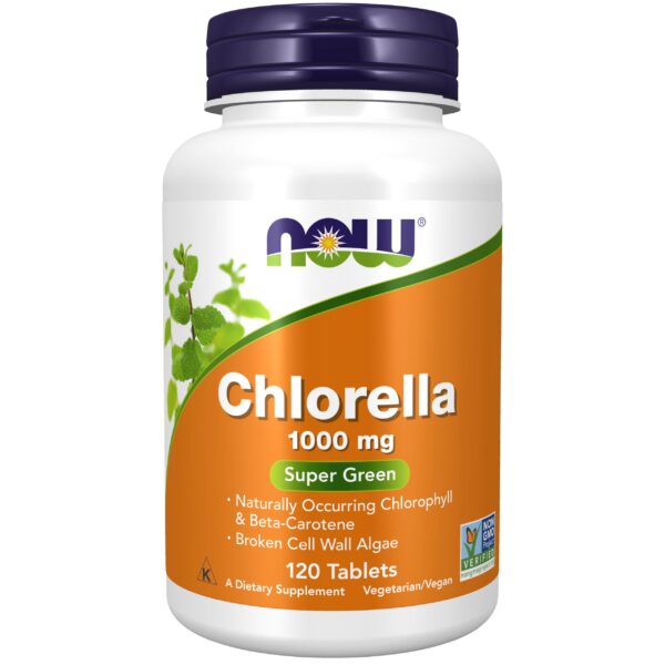 Envase NOW Foods Chlorella 1000 mg 120 tabletas