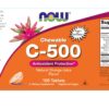 Envase NOW Foods Vitamina C-500 masticable 100 tabletas