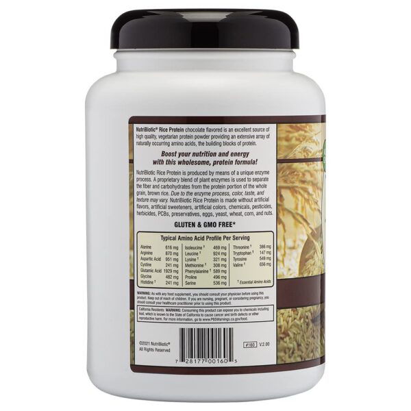 Envase NutriBiotic proteína arroz chocolate bajo carbohidrato