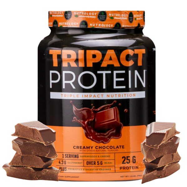 Envase Nutrology TRIPACT proteína sabor chocolate