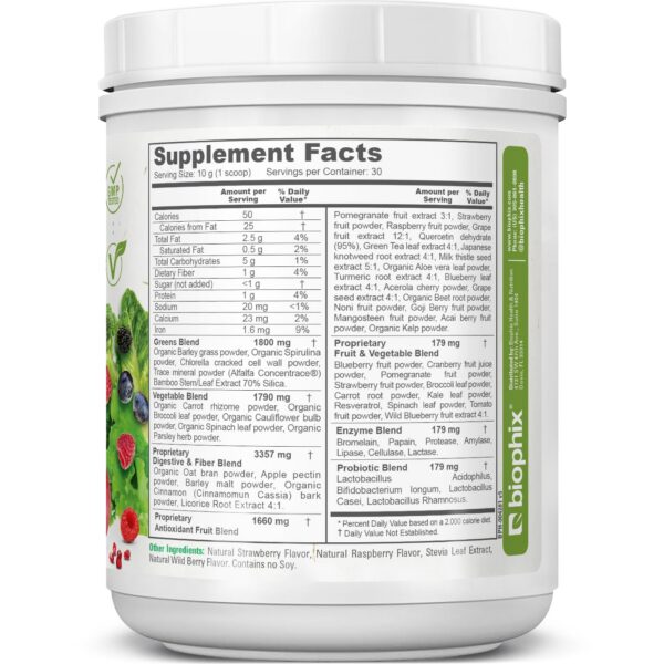 Envase de Phytoberry Greens superfood powder