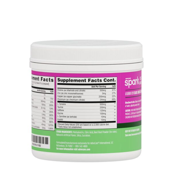 Envase polvo AdvoCare Spark vitaminas y aminoácidos