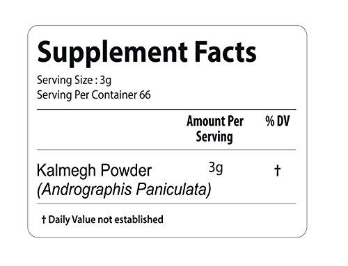 detalle del envase polvo andrographis kalmegh bixa botanical