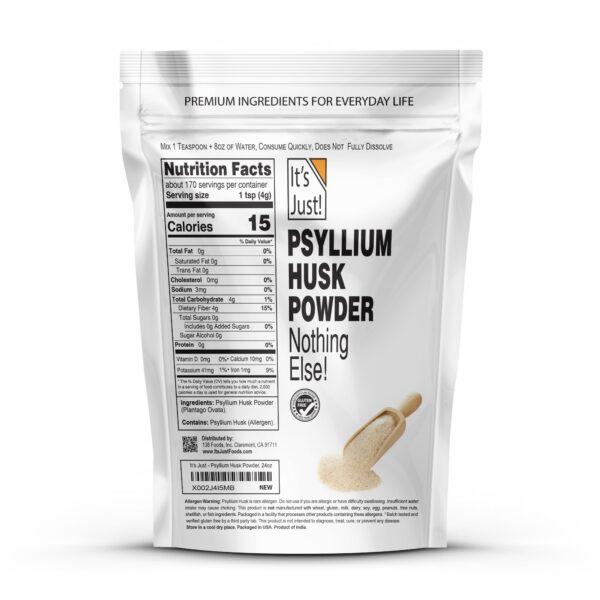 Envase polvo fibra dietética It’s Just! psyllium husk