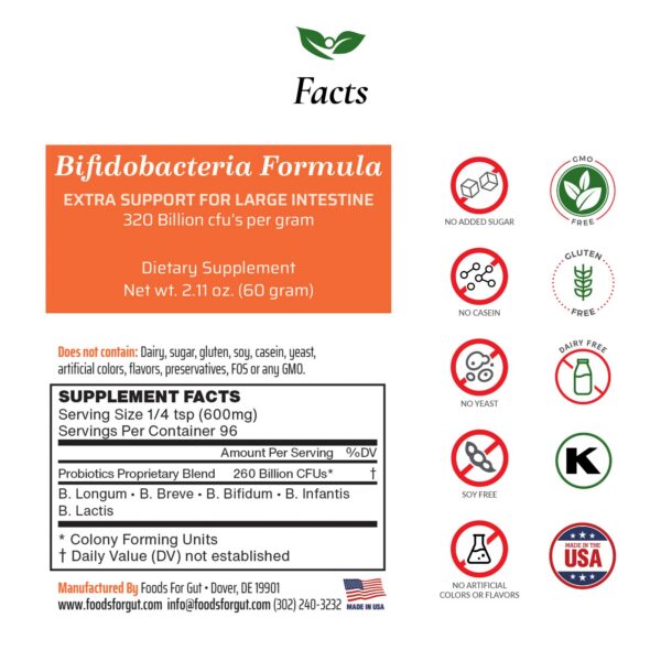 Version 1.0.0 Envase polvo Foods For Gut probiotics para soporte digestivo e inmune