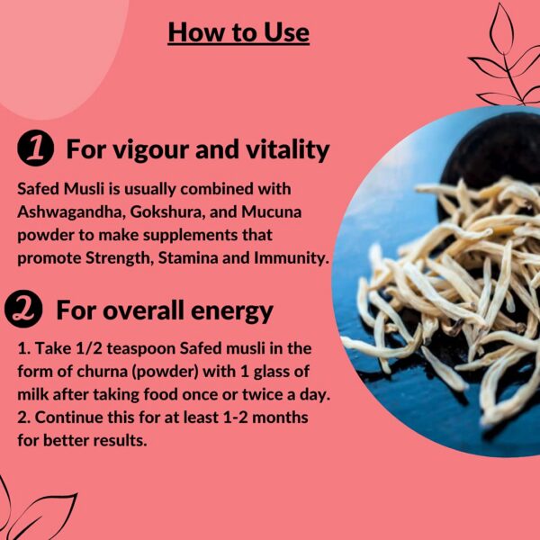 Envase polvo de hierba Safed Musli orgánico mi Nature