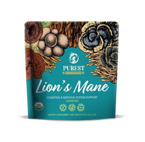 Version 1.0.0 Envase polvo melena de león orgánico 60g Purest Mushrooms