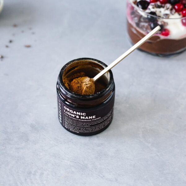 Envase de polvo de Melena de León mostrando su contenido