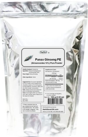Polvo de extracto de Panax Ginseng NuSci 10% ginsenósidos 100g