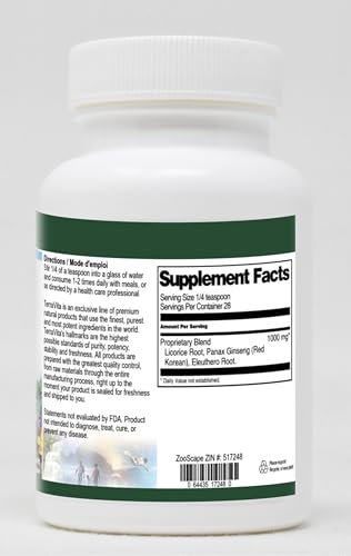 Envase de polvo Panax Ginseng Eleuthero Regaliz 1oz TerraVita