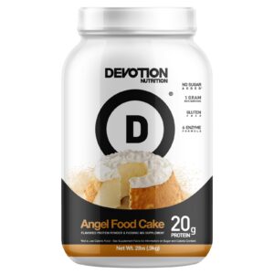 Envase de polvo proteico Devotion Nutrition sabor Angel Food Cake