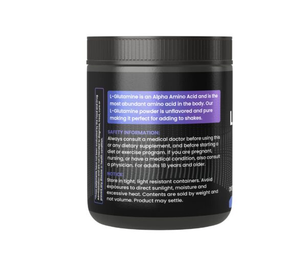 Envase de polvo puro de L-Glutamina para suplementos y batidos