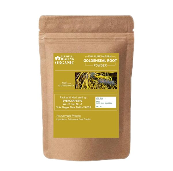 Envase de polvo de raíz de sello de oro mostrando etiqueta