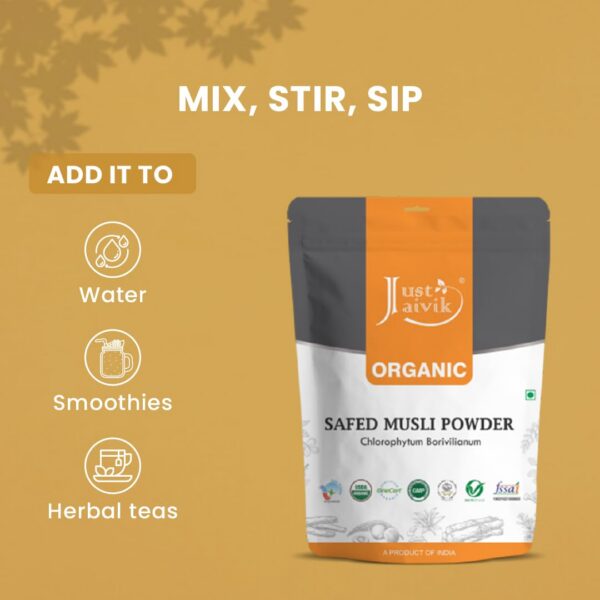 Envase del polvo Safed Musli 100% natural y orgánico