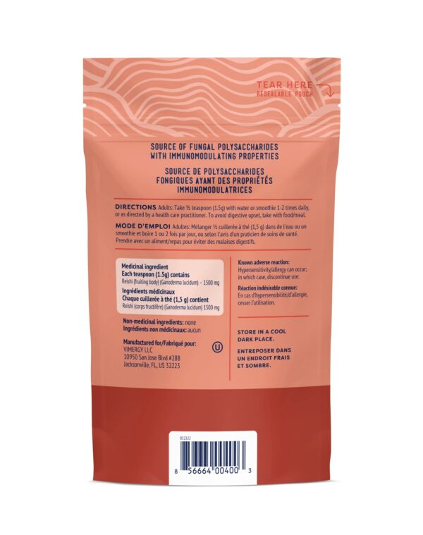 Envase de polvo superalimento reishi Vimergy certificado USDA