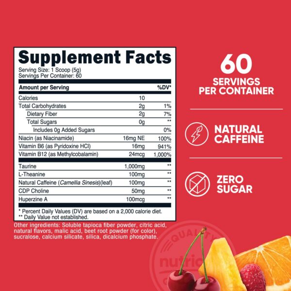 Envase polvos energía Nutricost Fruit Punch vista lateral