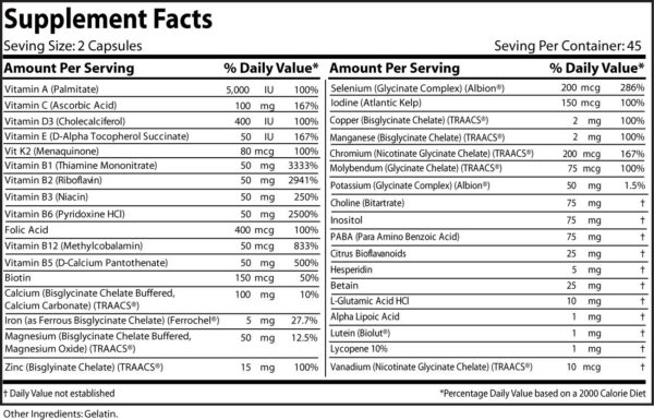 Envase PPN multivitaminas completo vitaminas minerales 45 días