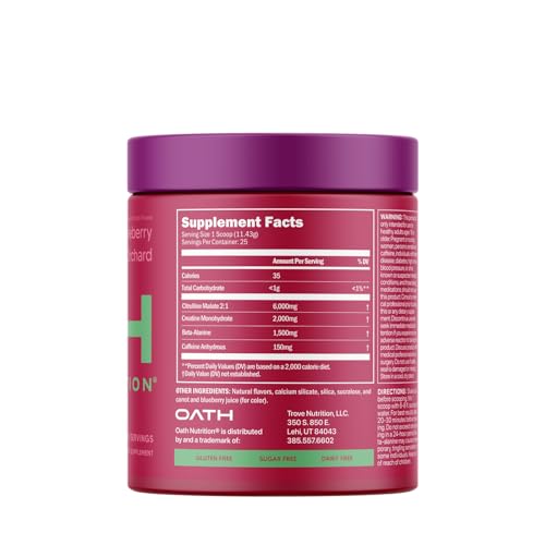 Envase pre workout Oath Nutrition color granate gran tamaño