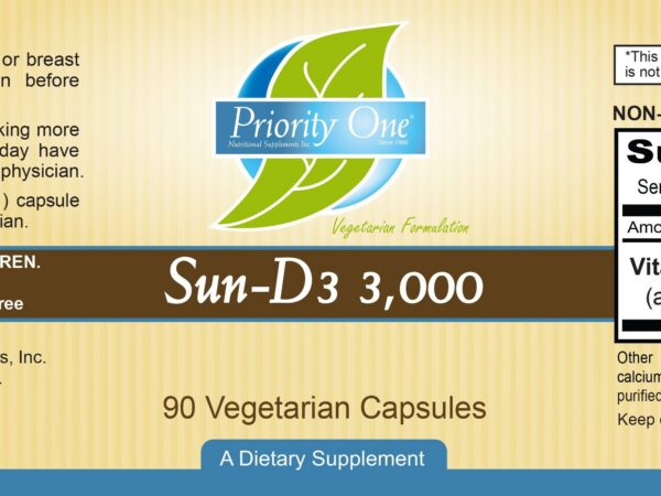 Envase Priority One vitaminas sun d3 3,000 ui