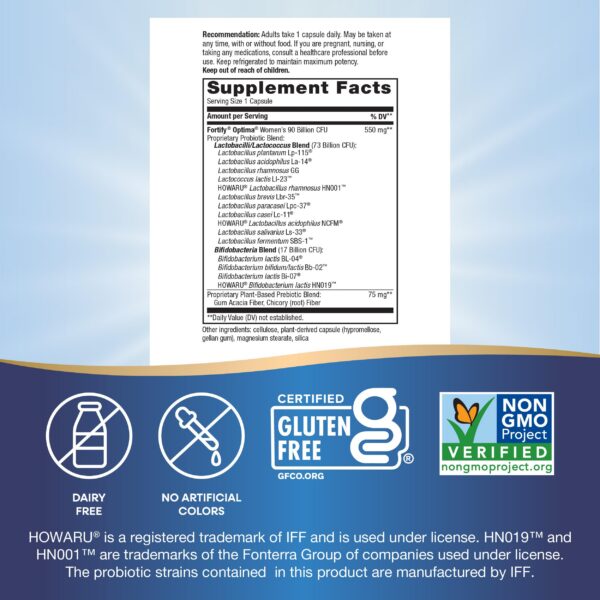 Envase de probiótico Fortify Optima 30 cápsulas