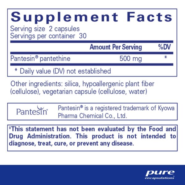 Envase Pure Encapsulations Pantethine para salud cardiovascular