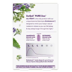 Version 1.0.0 Envase PURE Zzzs All Night liberación prolongada melatonina