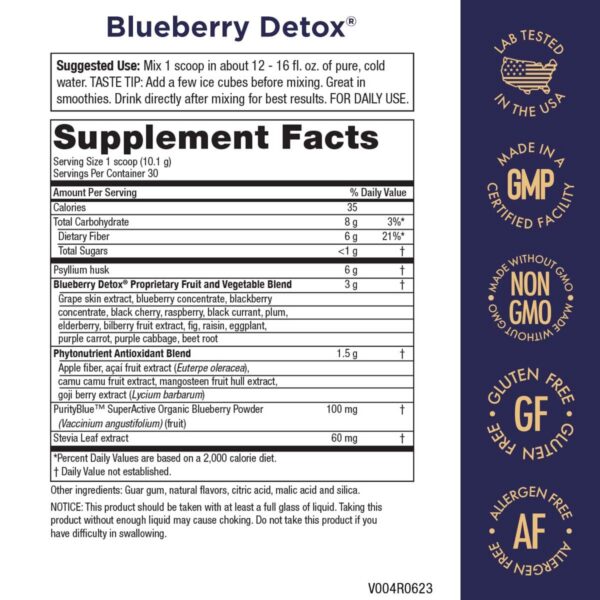 Envase Purity Products Advanced Blueberry Detox suplemento detoxificante