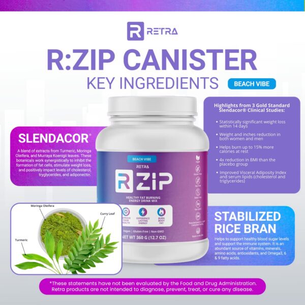 Envase RETRA Detox Cleanse Zip bebida vegana sabor Beach Vibe