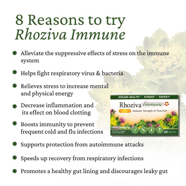 Envase de Rhoziva Immune con 60 cápsulas