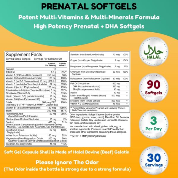 Envase SHIFAA NUTRITION vitaminas prenatales Halal
