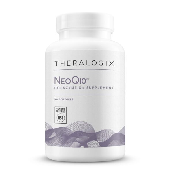 Envase de softgels Theralogix NeoQ10 coenzima Q10 apoyo corazón y fertilidad
