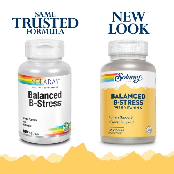 Envase Solaray b-stress vitaminas b para energía y salud