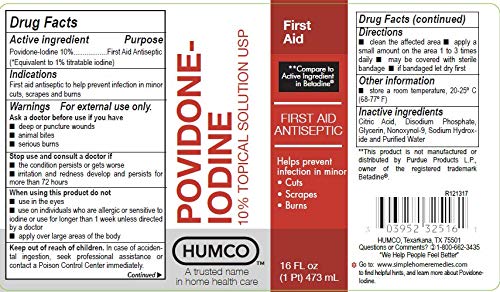 Envase solución antiséptica Humco povidona yodada 10%