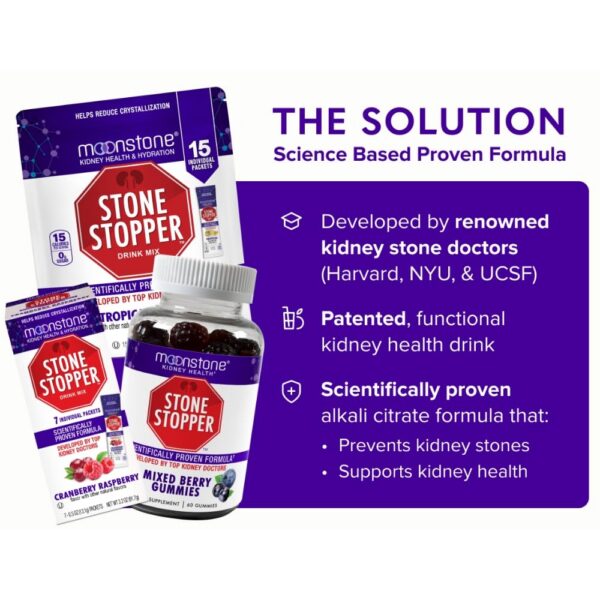 Version 1.0.0 Envase Stone Stopper para salud renal y prevención