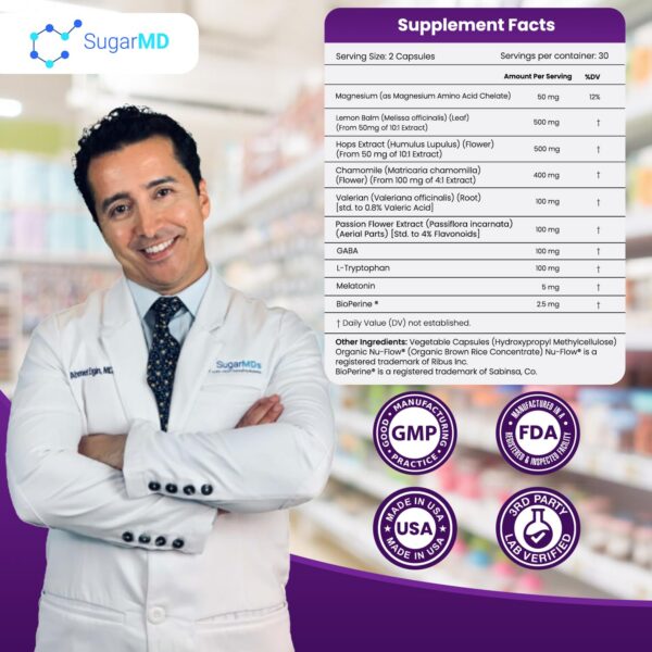 envase SugarMD suplemento para apoyo al sueño