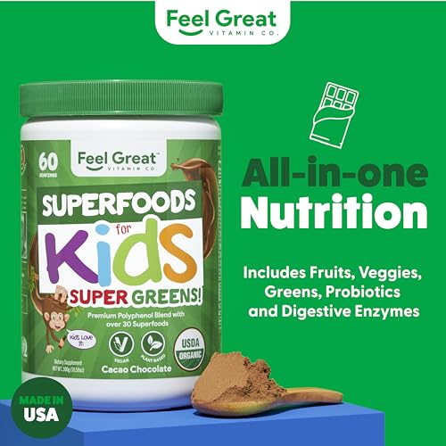 Envase de Super Greens con sabor a chocolate