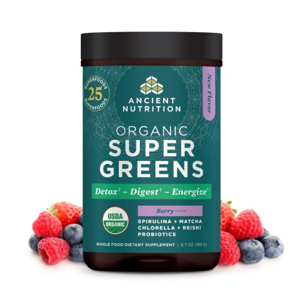 Envase de SuperGreens en polvo Ancient Nutrition