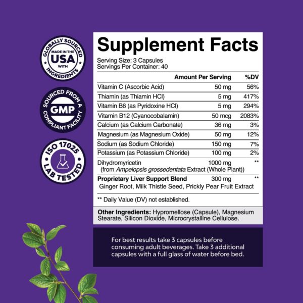 envase suplementario para recuperación post alcohol y electrolitos