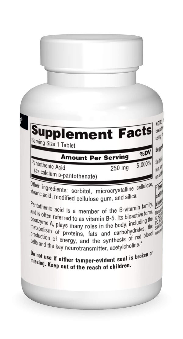 Envase suplemento ácido pantoténico vitamina B-5 100 tabletas