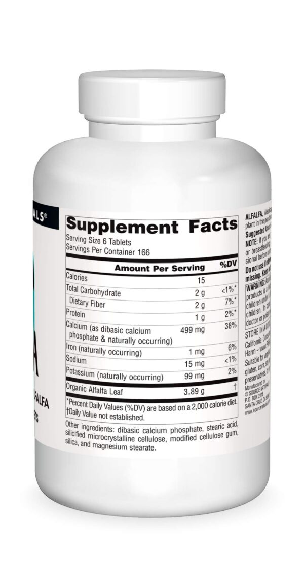 Envase suplemento alfalfa planta leguminosa 1000 tabletas