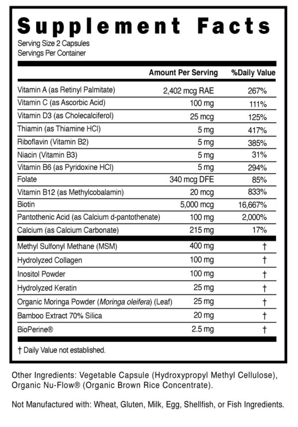 Envase suplemento belleza Marina para cabello y piel