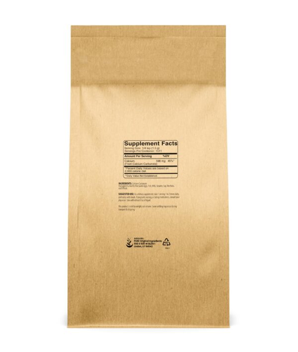 Envase de suplemento de calcio en polvo