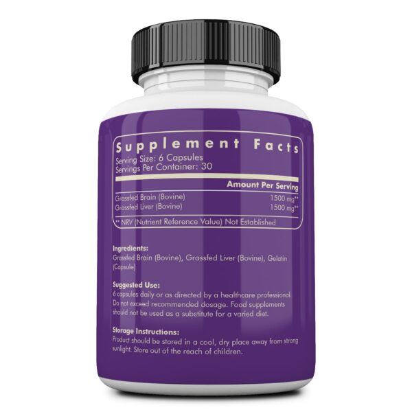 Envase de suplemento de cerebro de res abierto