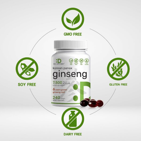 Version 1.0.0 Envase de suplemento de ginseng rojo coreano DEAL SUPPLEMENT 240 cápsulas