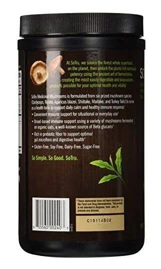 Envase suplemento hongos medicinales polvo orgánico