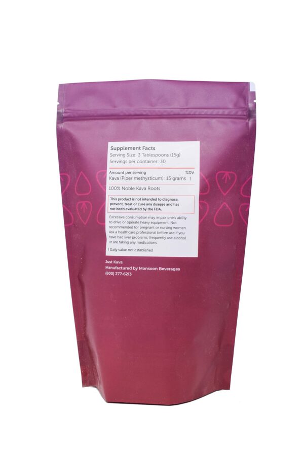 Version 1.0.0 Envase de suplemento herbal Just Kava Tonga Kava con diseño claro