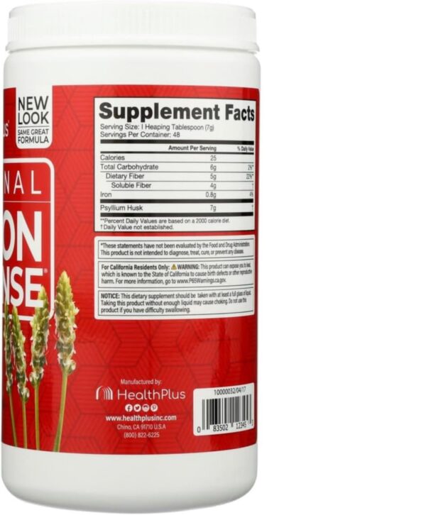 Envase suplemento limpieza colon psyllium 12 onzas