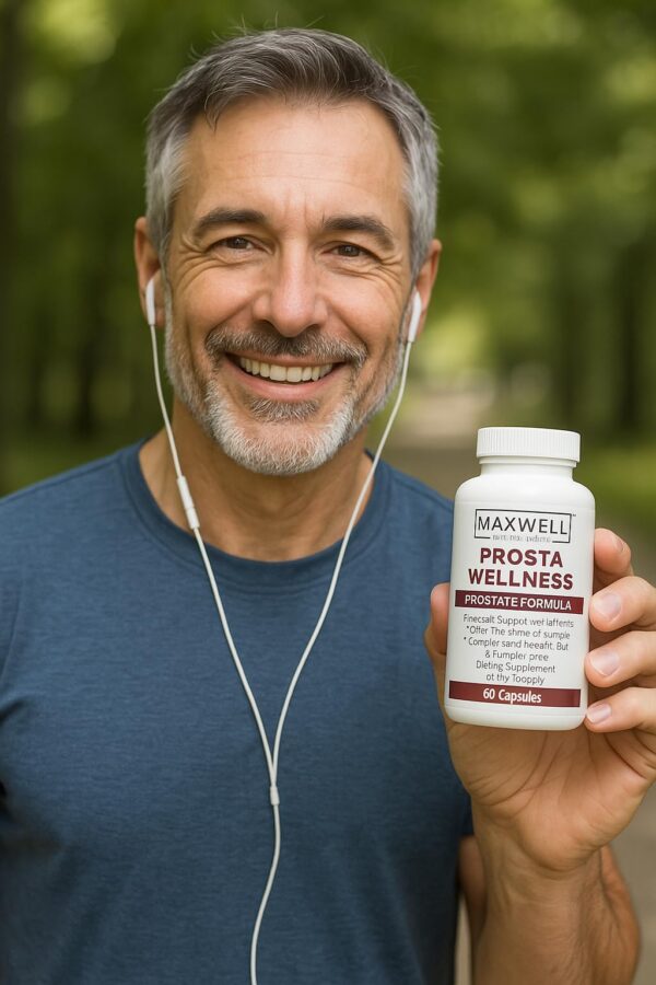 Envase de suplemento Maxwell Fitness para apoyo a la próstata