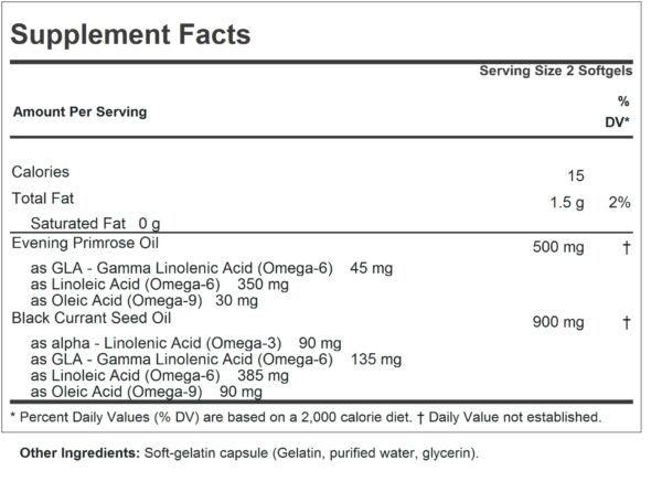 Envase frontal suplemento Omega-6 para molestias menstruales